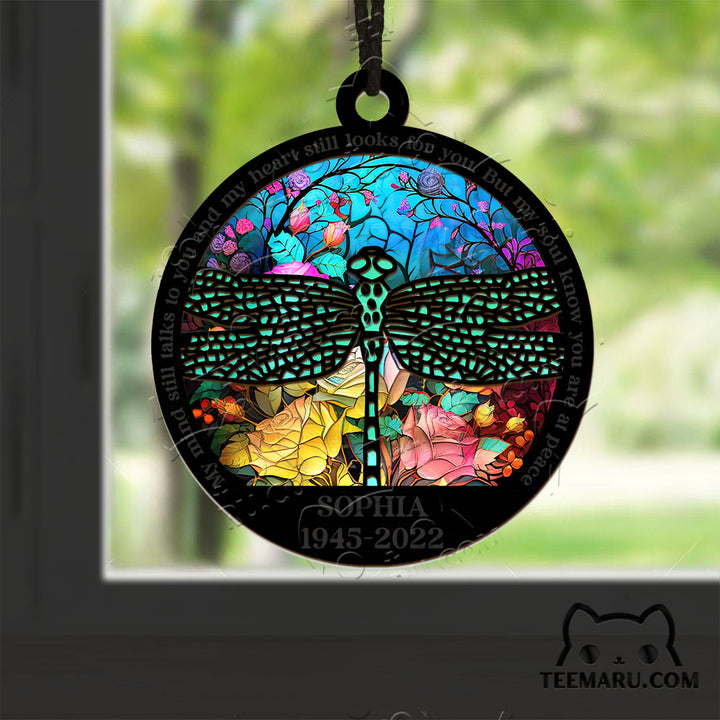 MMSO00202 - Personalized Turquoise Dragonfly Memorial Suncatcher Ornament - My Mind Still Talks To You