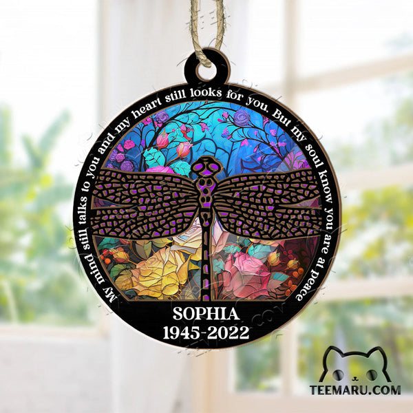 MMSO00203 - Personalized Purple Dragonfly Memorial Suncatcher Ornament - My Mind Still Talks To You