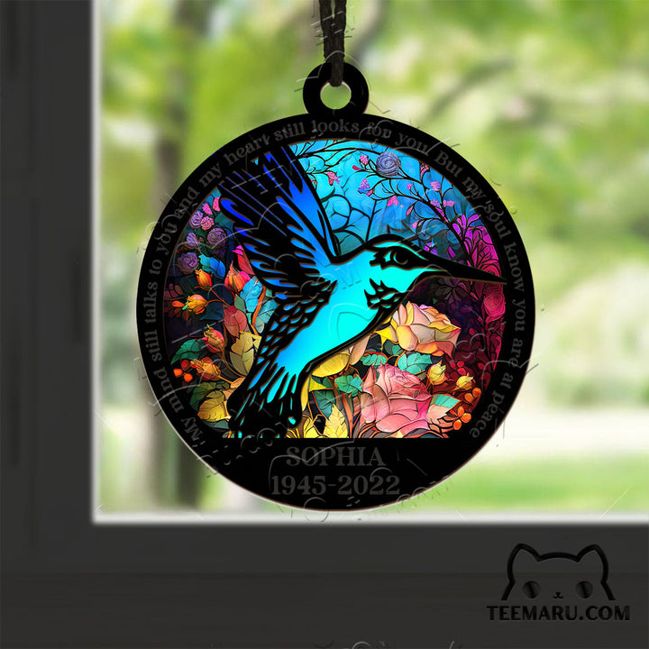 MMSO00203 - Personalized Turquoise Hummingbird Memorial Suncatcher Ornament - My Mind Still Talks To You