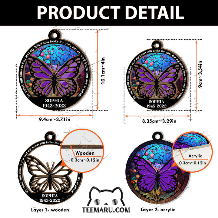 MMSO00206 - Personalized Purple Butterfly Memorial Suncatcher Ornament - My Mind Still Talks To You