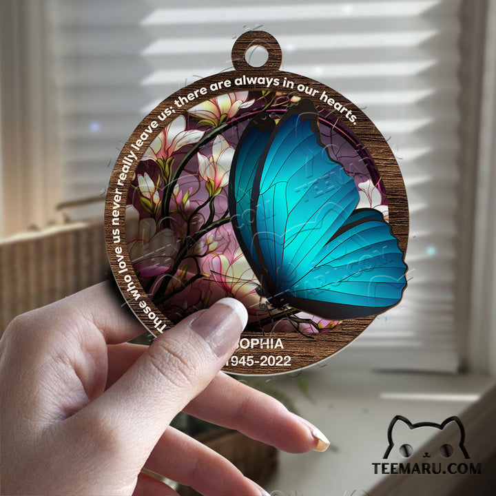 MMSO00301 - Personalized Blue Butterfly Memorial Suncatcher Ornament - Those We Love