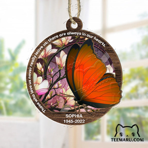 MMSO00309 - Personalized Orange Butterfly Memorial Suncatcher Ornament - Those We Love