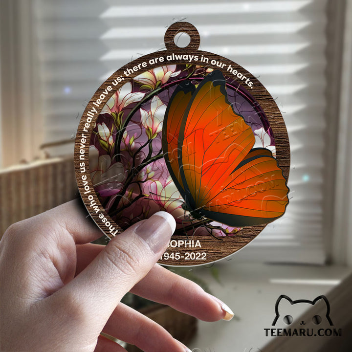 MMSO00309 - Personalized Orange Butterfly Memorial Suncatcher Ornament - Those We Love