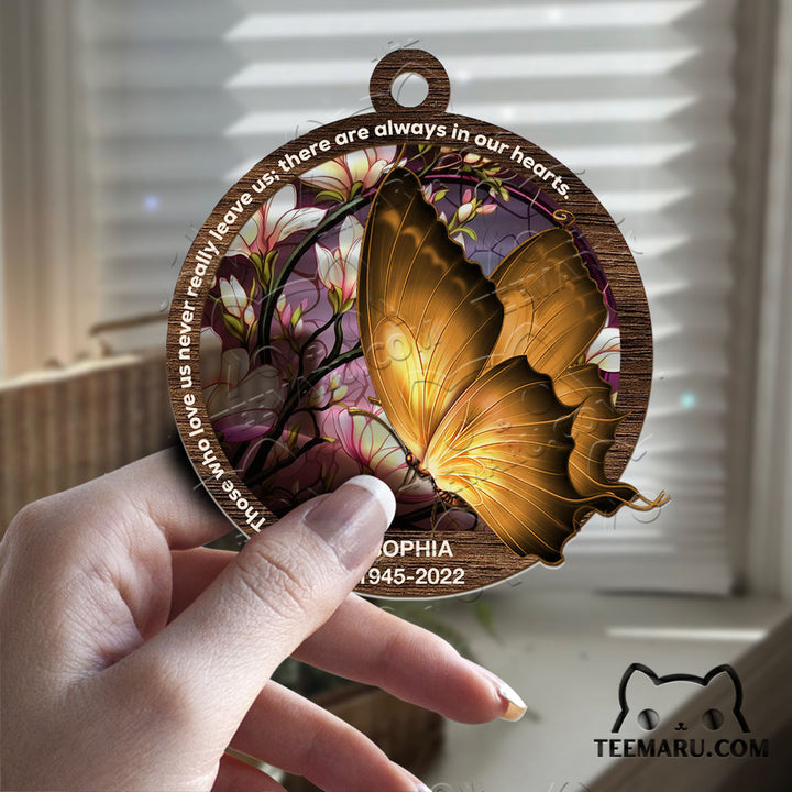 MMSO00310 - Personalized Orange Butterfly Memorial Suncatcher Ornament - Those We Love