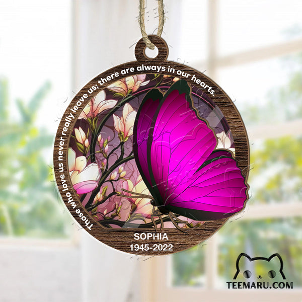 MMSO00311 - Personalized Pink Butterfly Memorial Suncatcher Ornament - Those We Love