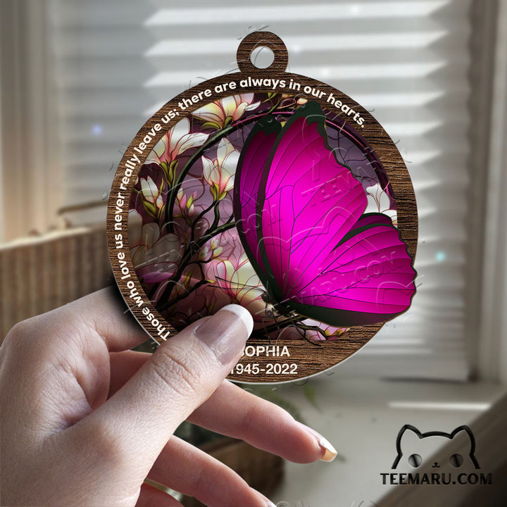 MMSO00311 - Personalized Pink Butterfly Memorial Suncatcher Ornament - Those We Love