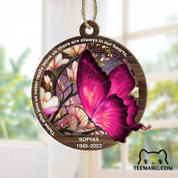 MMSO00312 - Personalized Pink Butterfly Memorial Suncatcher Ornament - Those We Love