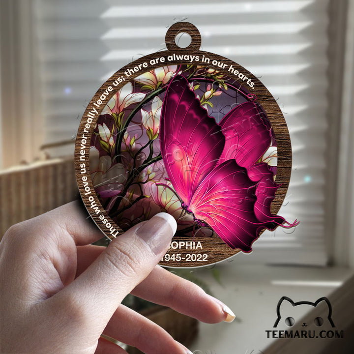 MMSO00312 - Personalized Pink Butterfly Memorial Suncatcher Ornament - Those We Love