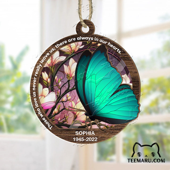 MMSO00315 - Personalized Turquoise Butterfly Memorial Suncatcher Ornament - Those We Love