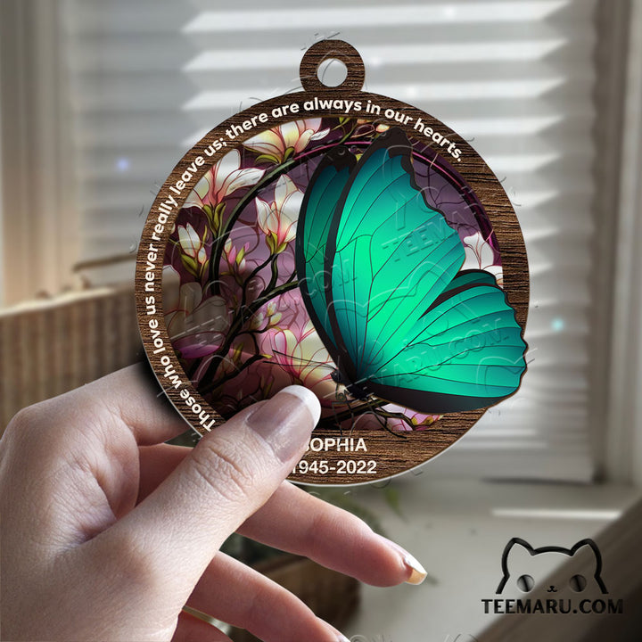 MMSO00315 - Personalized Turquoise Butterfly Memorial Suncatcher Ornament - Those We Love