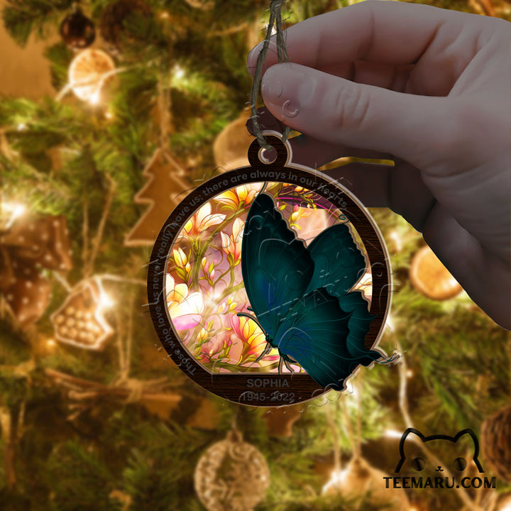 MMSO00316 - Personalized Turquoise Butterfly Memorial Suncatcher Ornament - Those We Love