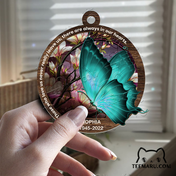 MMSO00316 - Personalized Turquoise Butterfly Memorial Suncatcher Ornament - Those We Love