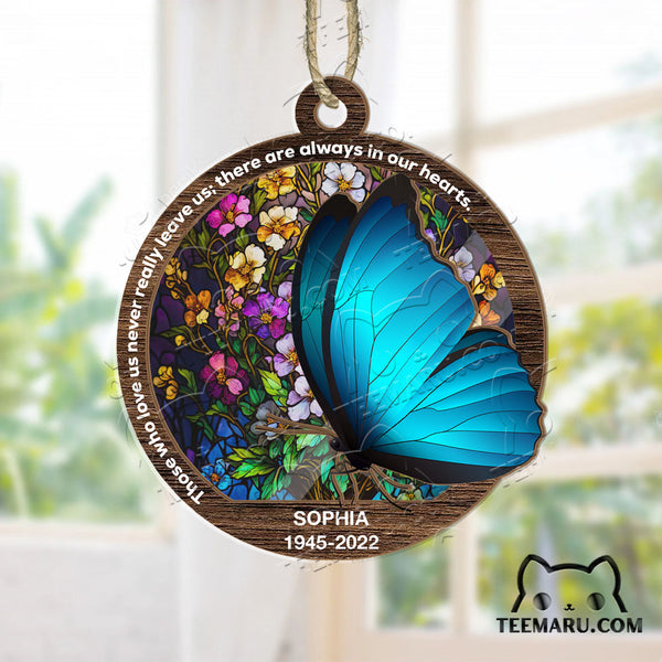 MMSO00328 - Personalized Blue Butterfly Memorial Suncatcher Ornament - Those We Love