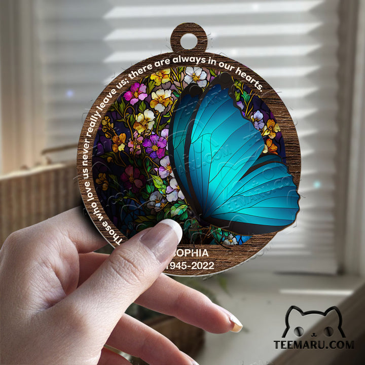 MMSO00328 - Personalized Blue Butterfly Memorial Suncatcher Ornament - Those We Love