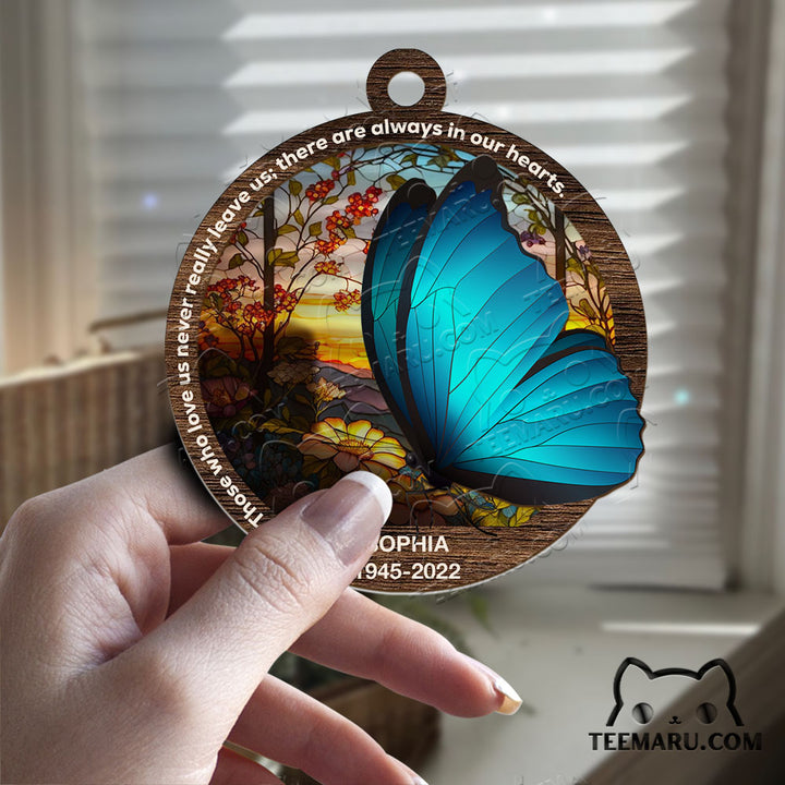 MMSO00329 - Personalized Blue Butterfly Memorial Suncatcher Ornament - Those We Love