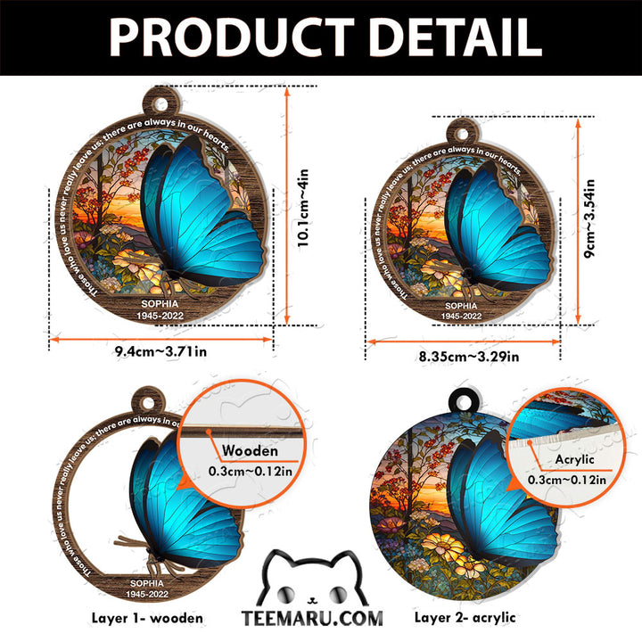 MMSO00329 - Personalized Blue Butterfly Memorial Suncatcher Ornament - Those We Love