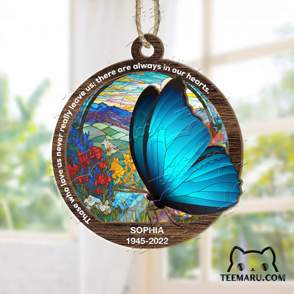 MMSO00330 - Personalized Blue Butterfly Memorial Suncatcher Ornament - Those We Love