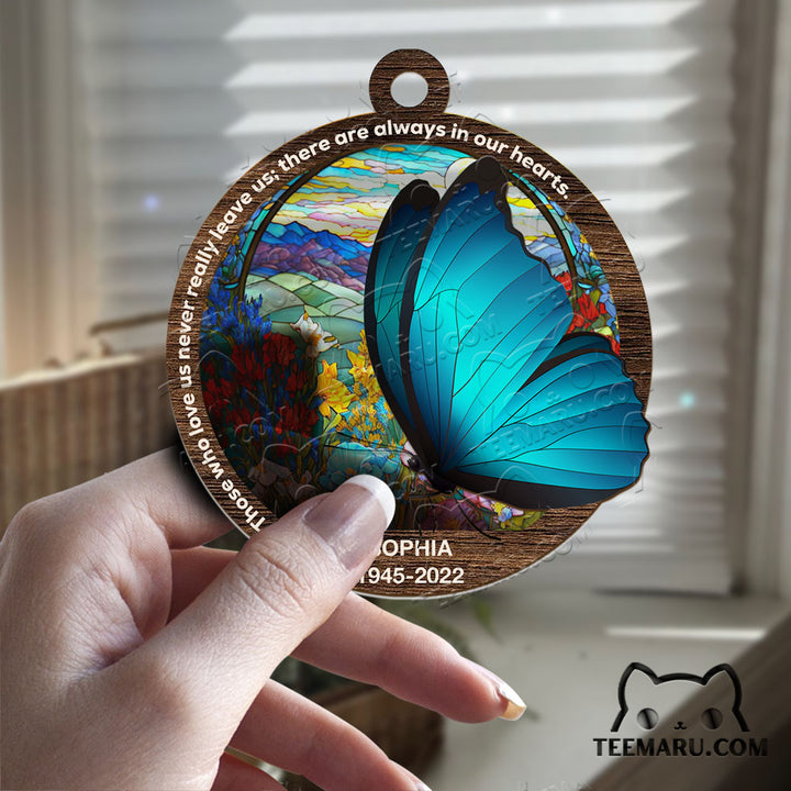 MMSO00330 - Personalized Blue Butterfly Memorial Suncatcher Ornament - Those We Love