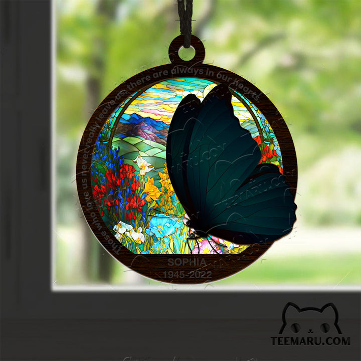 MMSO00330 - Personalized Blue Butterfly Memorial Suncatcher Ornament - Those We Love