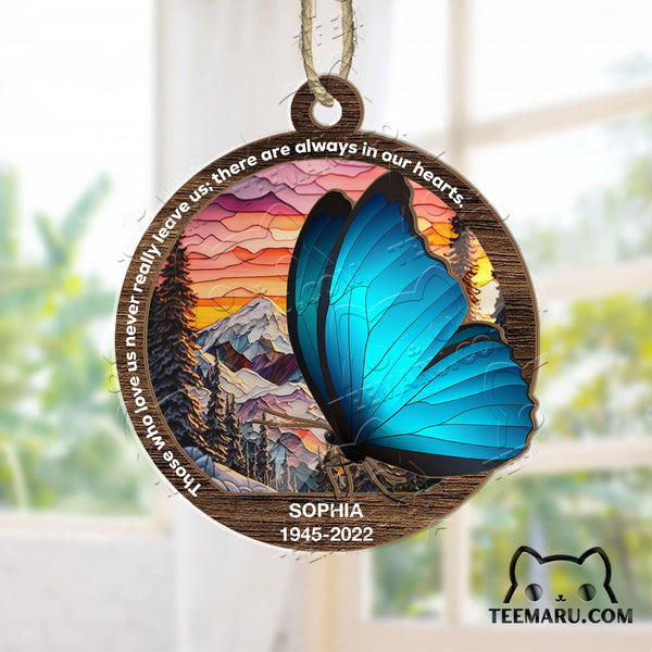 MMSO00331 - Personalized Blue Butterfly Memorial Suncatcher Ornament - Those We Love