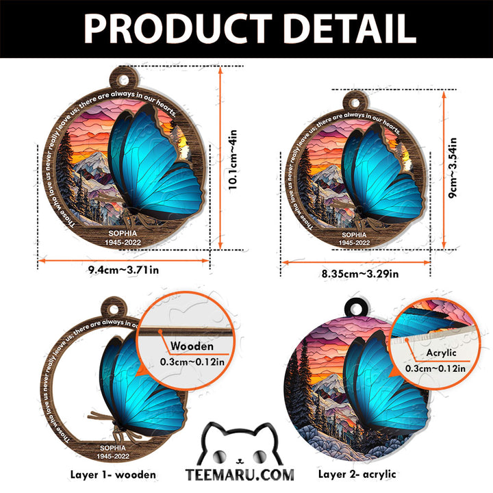 MMSO00331 - Personalized Blue Butterfly Memorial Suncatcher Ornament - Those We Love