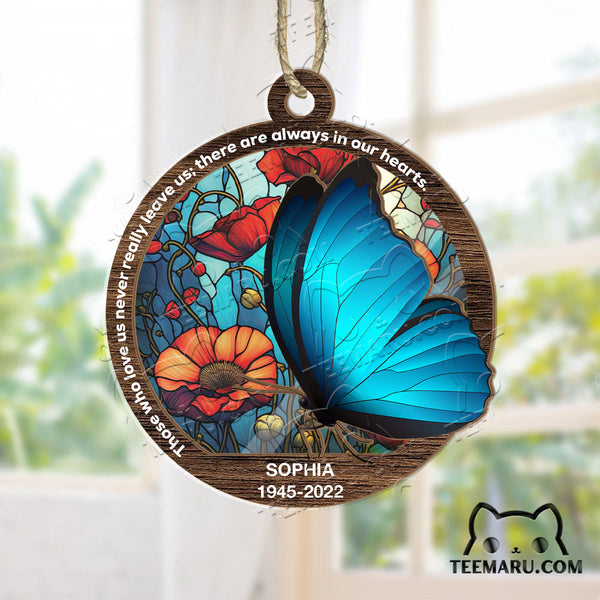 MMSO00333 - Personalized Blue Butterfly Memorial Suncatcher Ornament - Those We Love