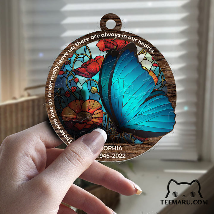 MMSO00333 - Personalized Blue Butterfly Memorial Suncatcher Ornament - Those We Love