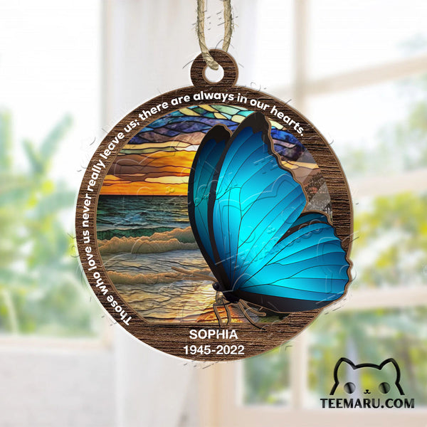 MMSO00335 - Personalized Blue Butterfly Memorial Suncatcher Ornament - Those We Love