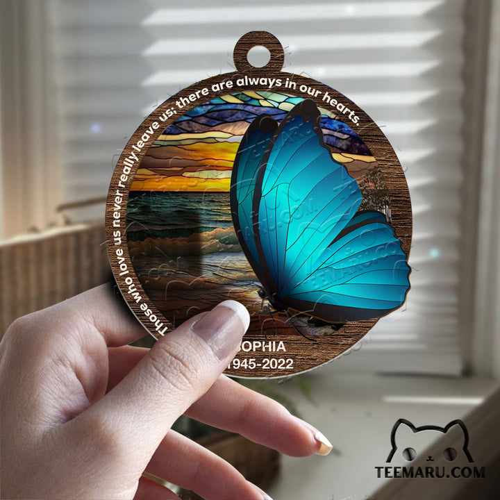 MMSO00335 - Personalized Blue Butterfly Memorial Suncatcher Ornament - Those We Love