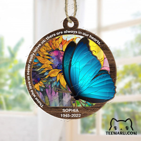 MMSO00336 - Personalized Blue Butterfly Memorial Suncatcher Ornament - Those We Love