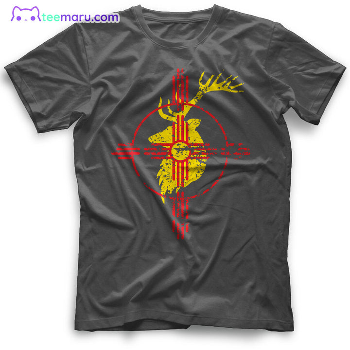 New Mexico State Flag Elk Hunting Zia Symbol New Mexico T-Shirt