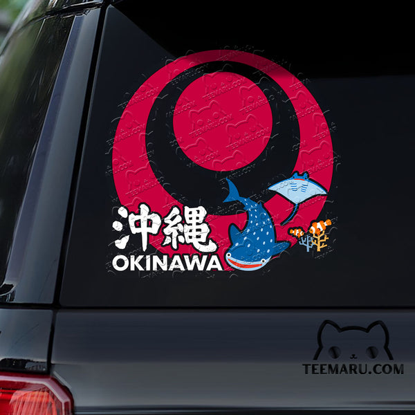 OKDC0045 - Personalized Aquarium Okinawa Flag Okinawa Car Decal - Kanji Character