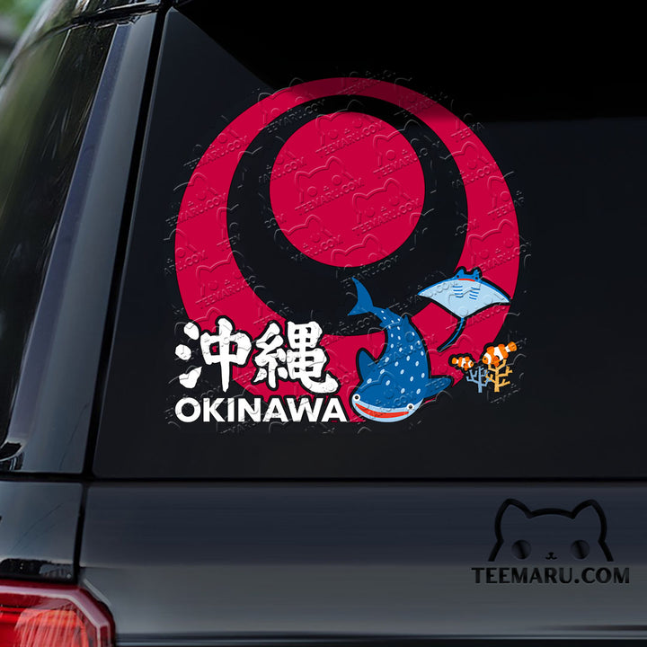 OKDC0045 - Personalized Aquarium Okinawa Flag Okinawa Car Decal - Kanji Character