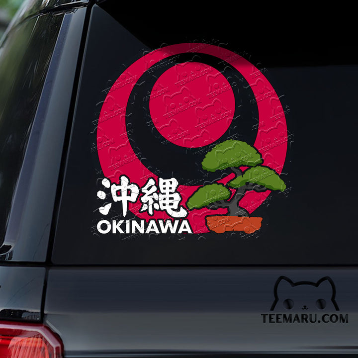 OKDC0046 - Personalized Bonsai Okinawa Flag Okinawa Car Decal - Kanji Character