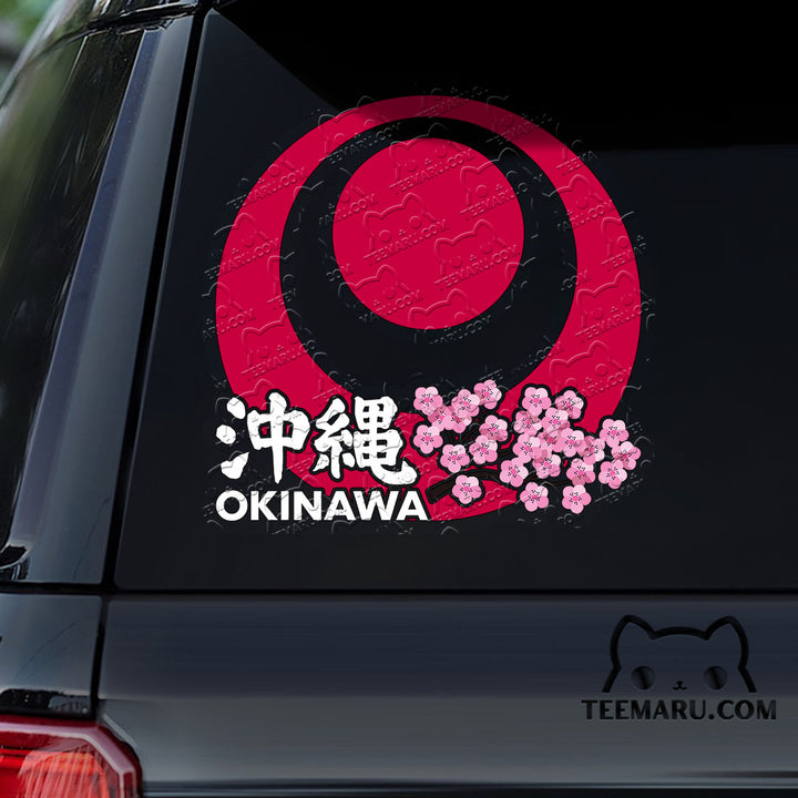 OKDC0048 - Personalized Cherry Blossom Okinawa Flag Okinawa Car Decal - Kanji Character