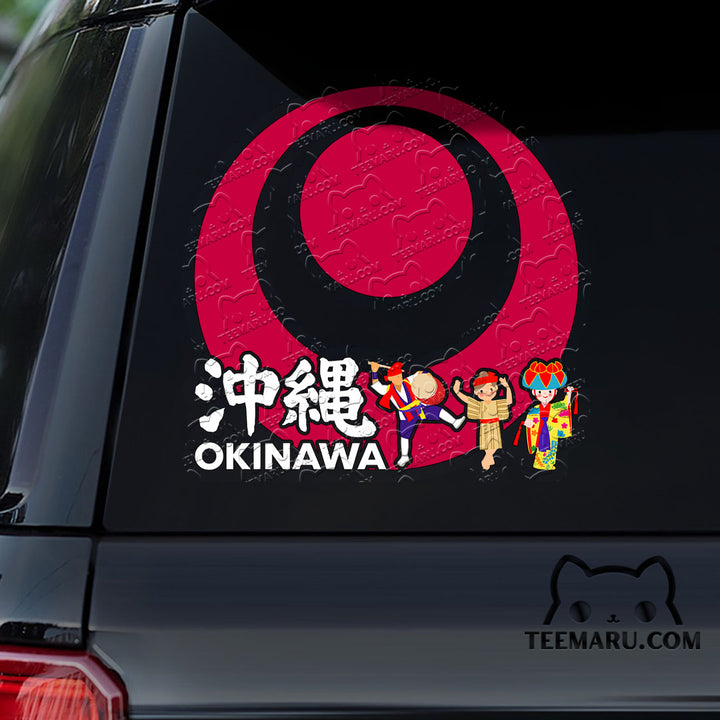 OKDC0049 - Personalized Eisa Dance Okinawa Flag Okinawa Car Decal - Kanji Character