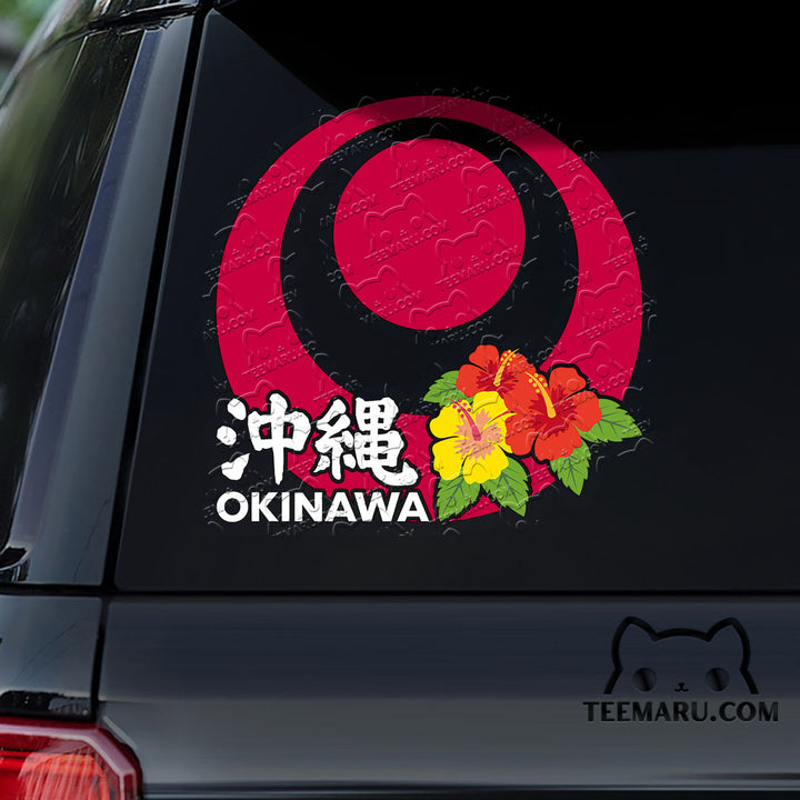 OKDC0051 - Personalized Hibiscus Okinawa Flag Okinawa Car Decal - Kanji Character