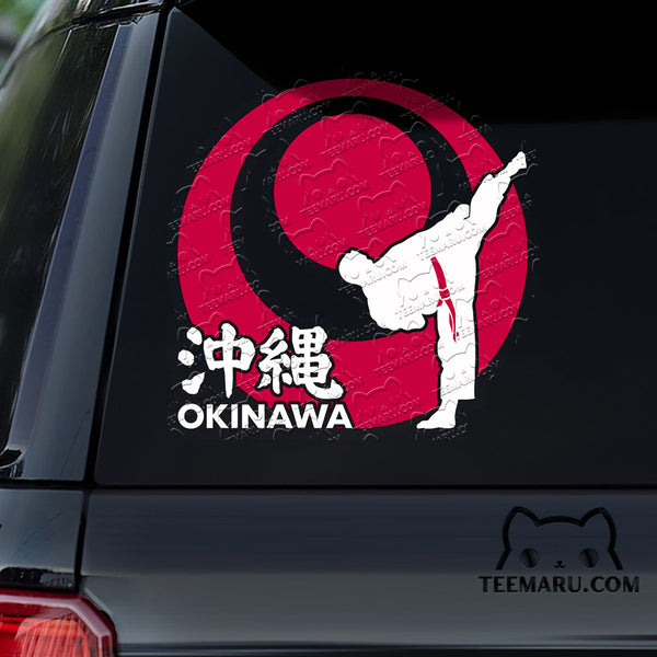 OKDC0052 - Personalized Karate Okinawa Flag Okinawa Car Decal - Kanji Character