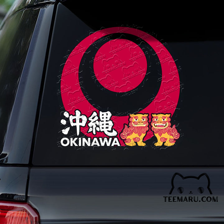 OKDC0055 - Personalized Shisa Okinawa Flag Okinawa Car Decal - Kanji Character