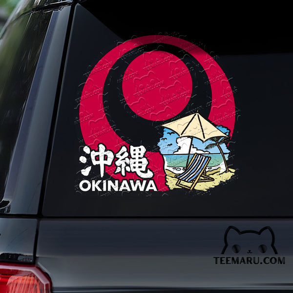 OKDC0058 - Personalized Vaccation Travel Okinawa Flag Okinawa Car Decal - Kanji Character