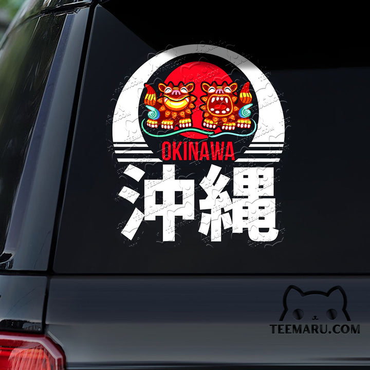 OKDC0080 - Personalized Happiness Shisa Dogs Okinawa Car Decal - Kanji