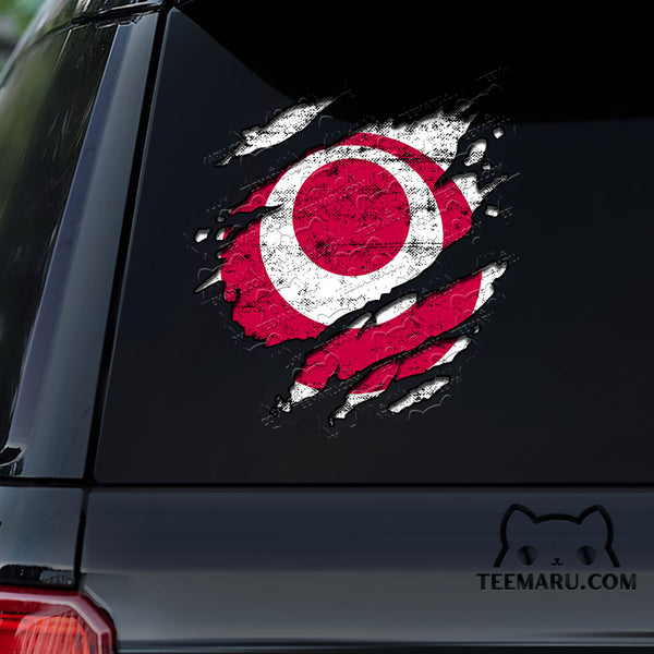 OKDC0107 - Personalized Okinawa Flag Okinawa Car Decal - Torn Ripped