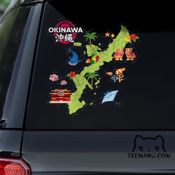 OKDC0122 - Personalized Okinawa Map Flag Okinawa Car Decal -