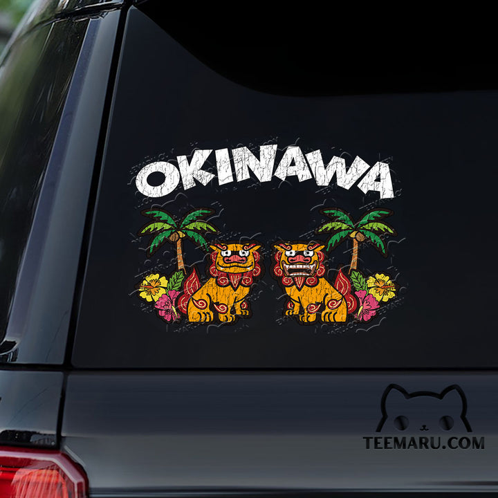 OKDC0125 - Personalized Shisa Dogs Okinawa Car Decal -