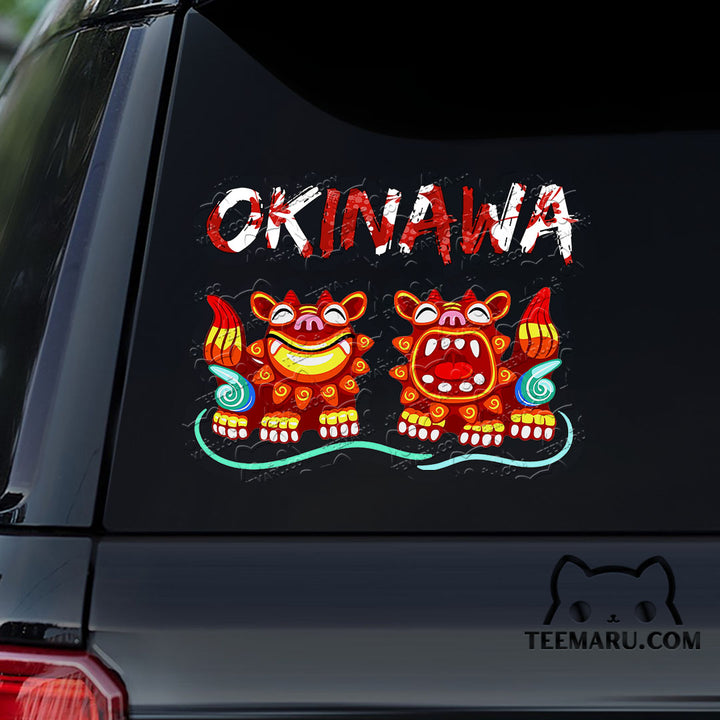 OKDC0129 - Personalized Shisa Dogs Okinawa Car Decal -