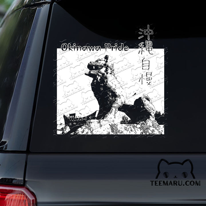 OKDC0143 - Personalized Okinawa Pride Shisa Okinawa Car Decal - Japanese Kanji Text