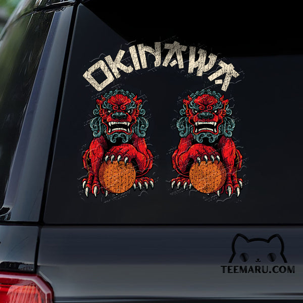 OKDC0151 - Personalized Shisa Dogs Okinawa Car Decal -