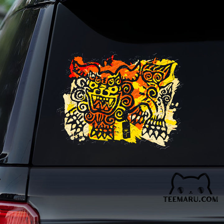 OKDC0153 - Personalized Shisa Dogs Okinawa Car Decal -