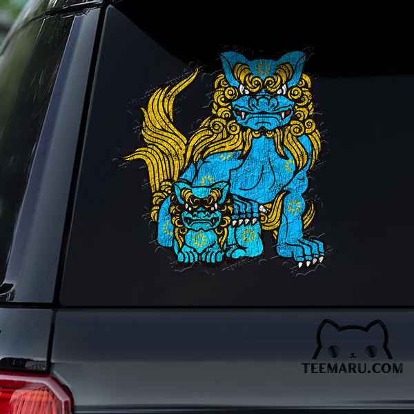 OKDC0154 - Personalized Shisa Dogs Okinawa Car Decal -