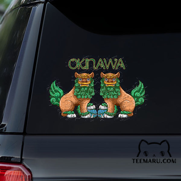 OKDC0156 - Personalized Shisa Dogs Okinawa Car Decal -